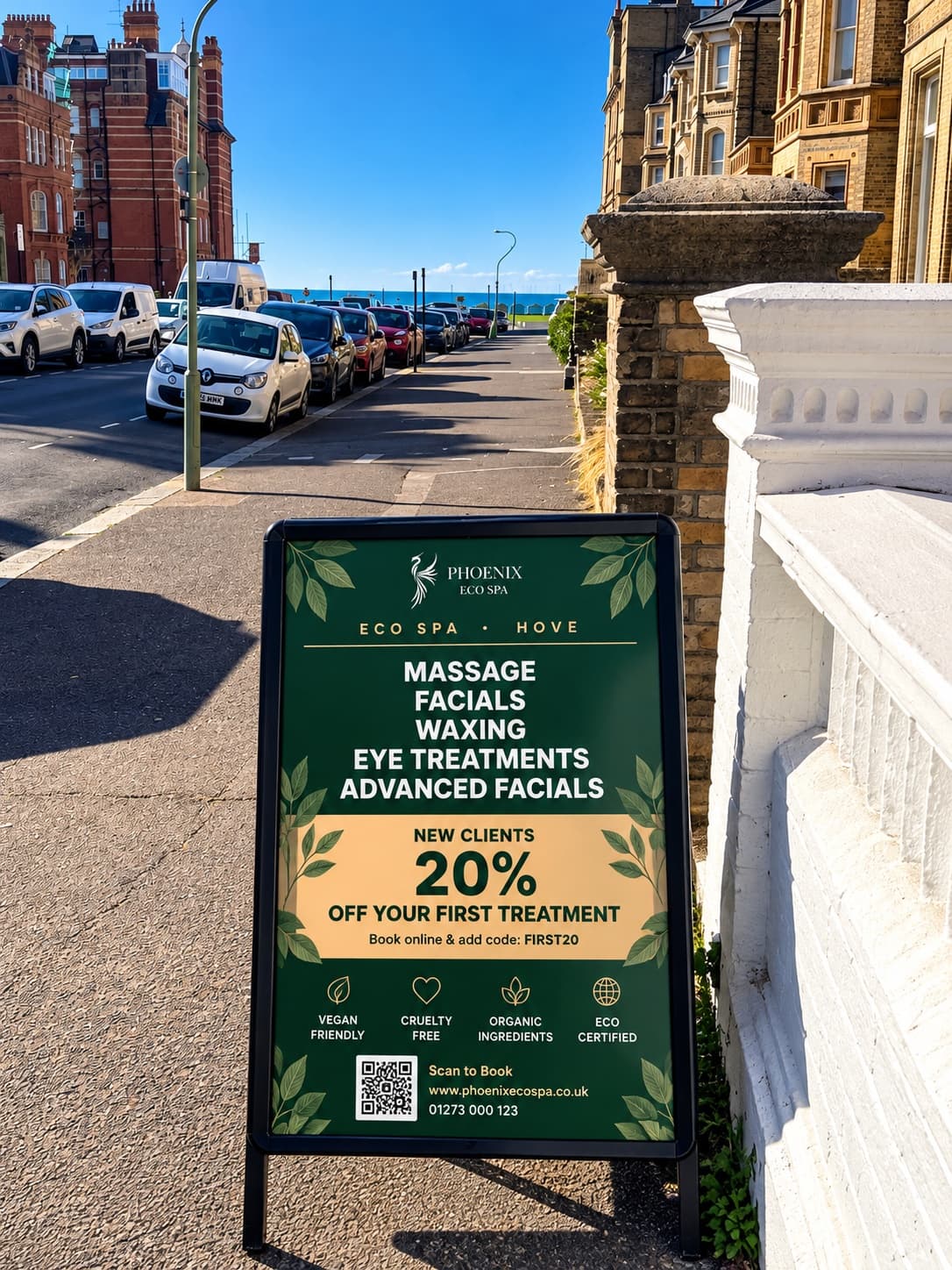 Phoenix Eco Spa Hove, seafront street sign